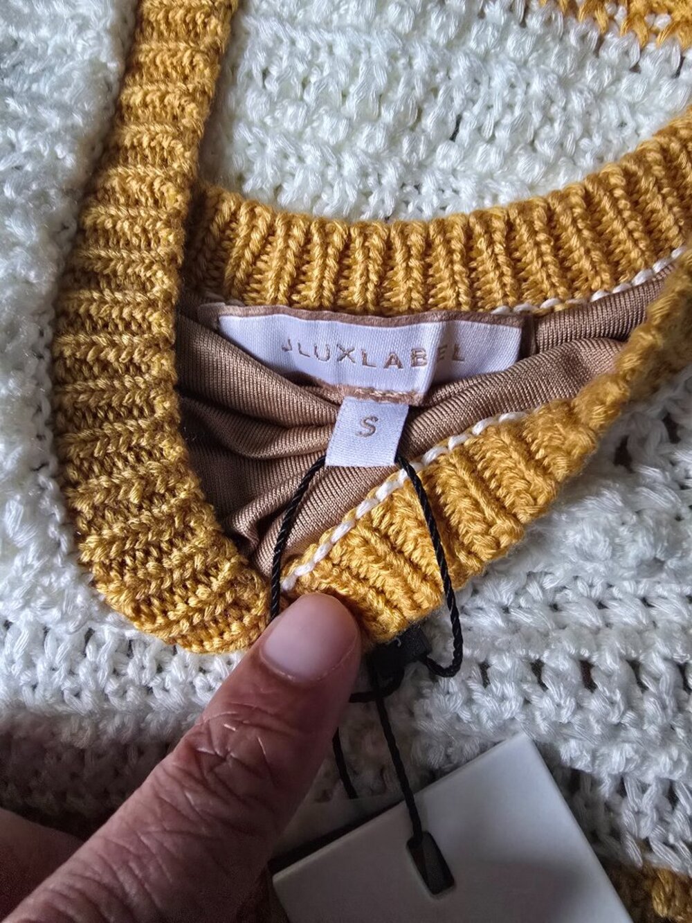 NWT JLUXLABEL Ivory/Yellow Destiny Knit Maxi Dress - Picture 4 of 5